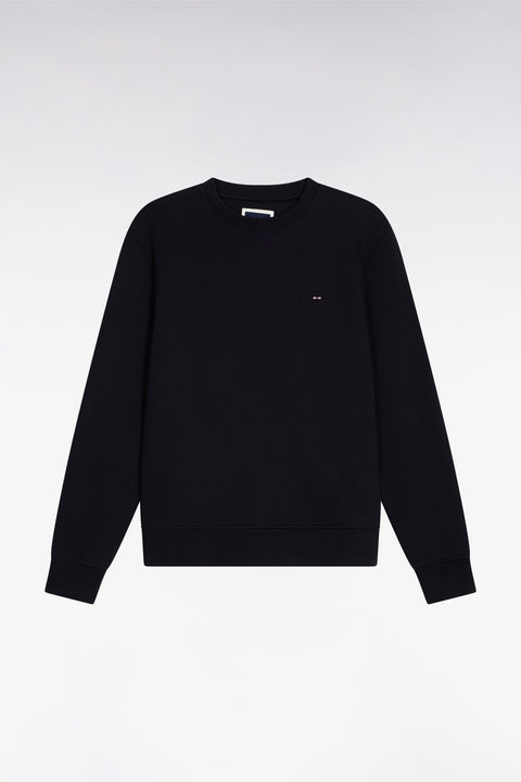 Black cotton round-neck sweatshirt, straight cut - Image 2