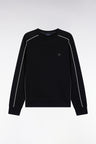 Black fleece sweatshirt with colored piping