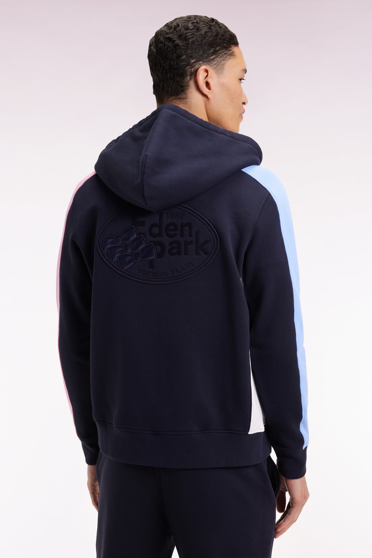 Sweatshirt à capuche zippé en molleton marine