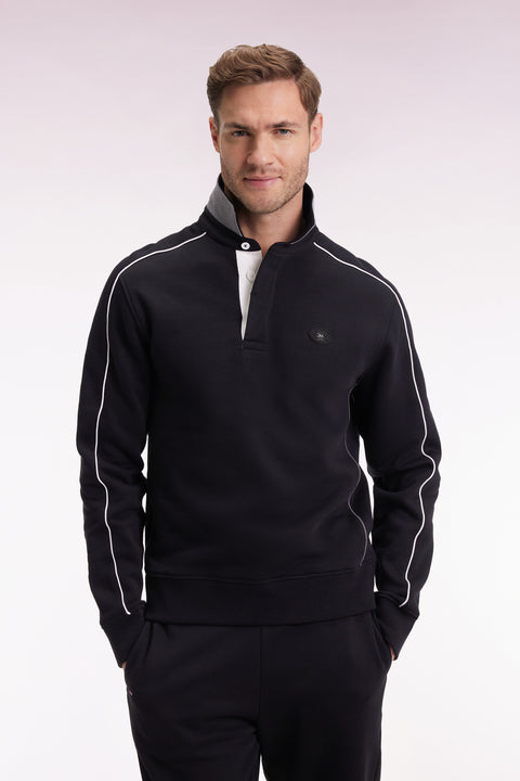 Sweatshirt à col maillot en molleton gratté noir - Image 3