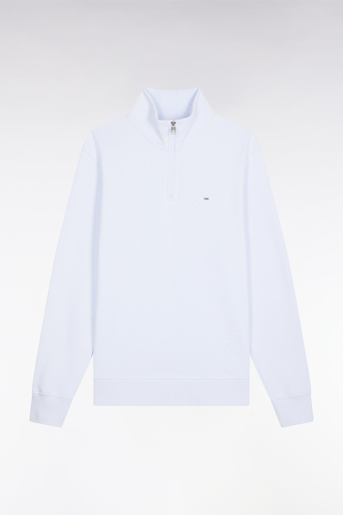 Sweatshirt à col montant zippé en molleton coton ciel