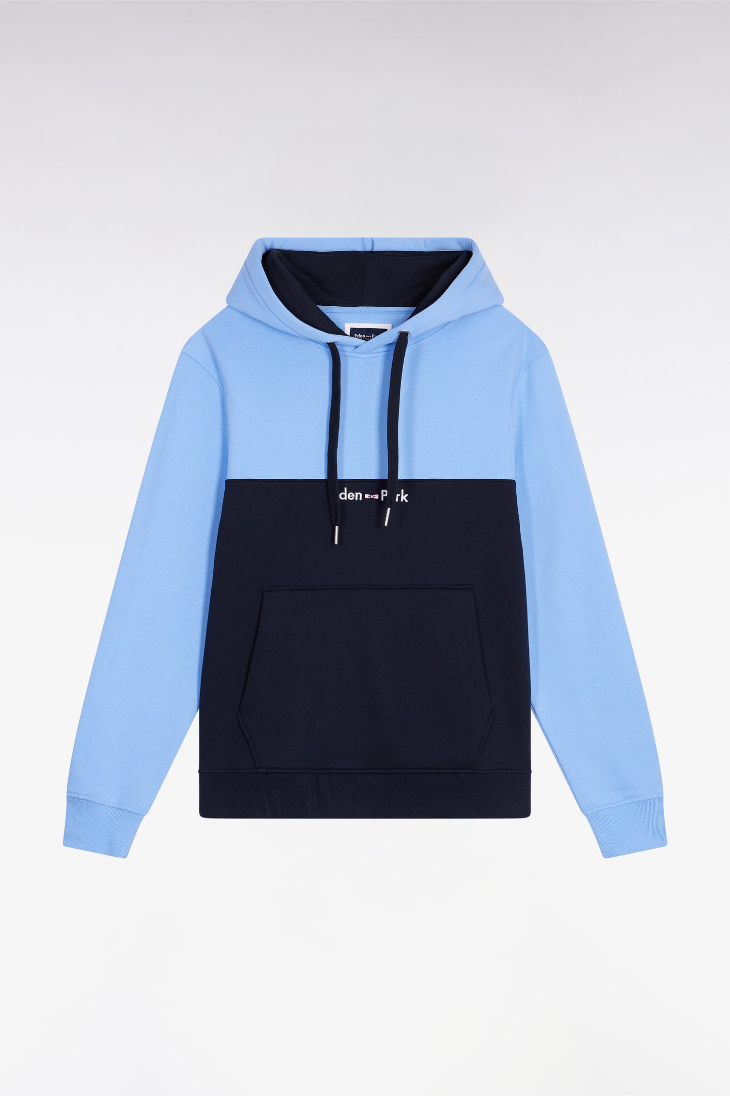 Sweatshirt à capuche bicolore rose coupe droite