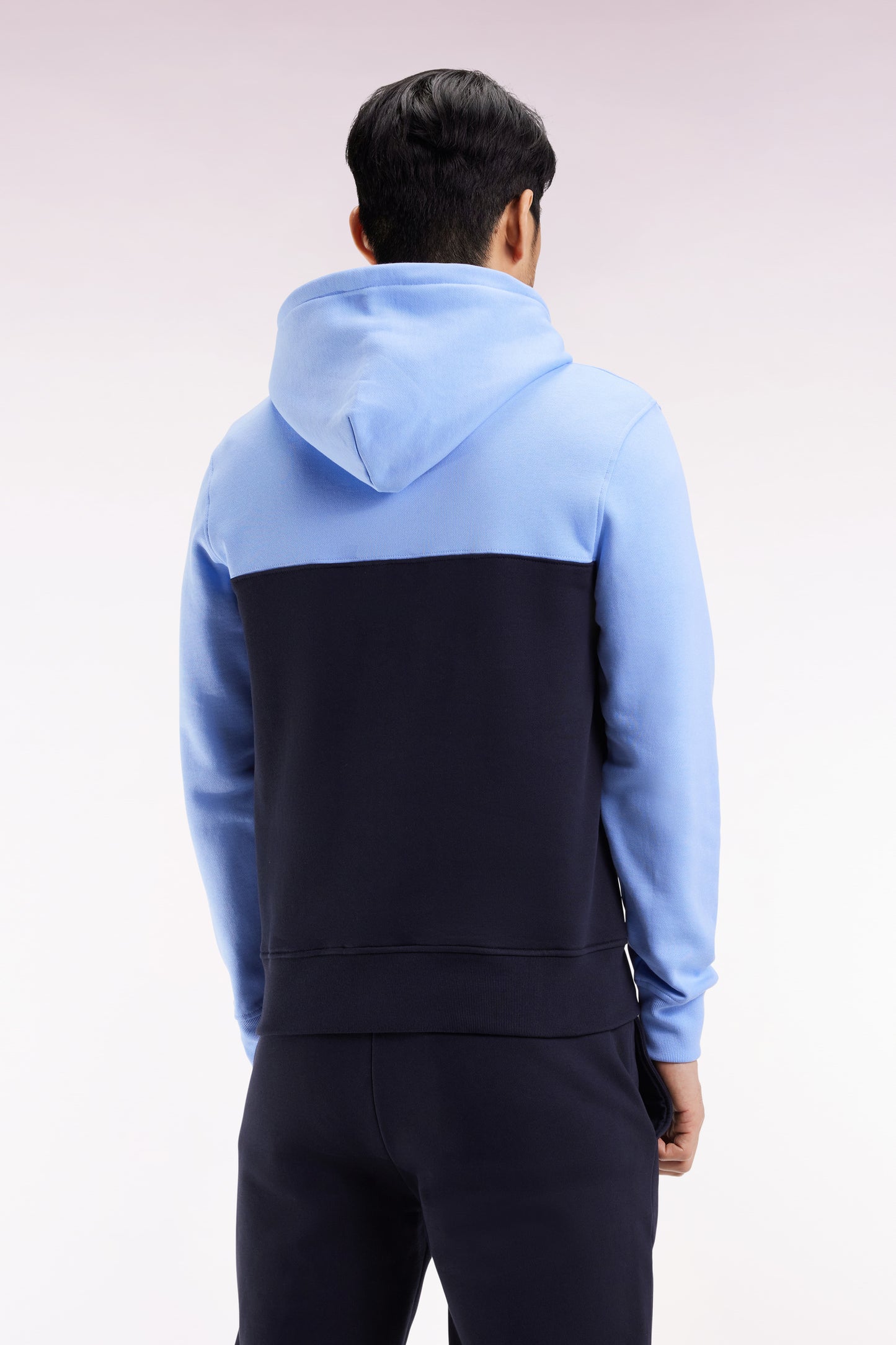 Sweatshirt à capuche bicolore rose coupe droite