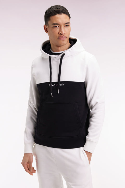 Sweatshirt à capuche bicolore blanc coupe droite - Image 3