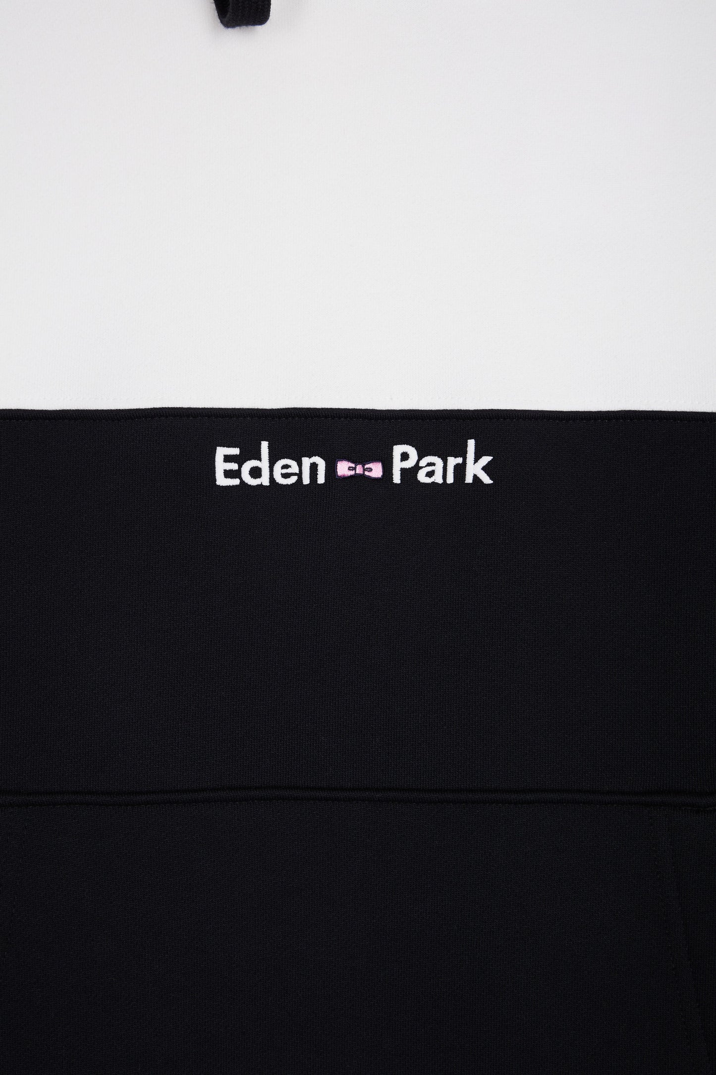 Sweatshirt à capuche bicolore blanc coupe droite