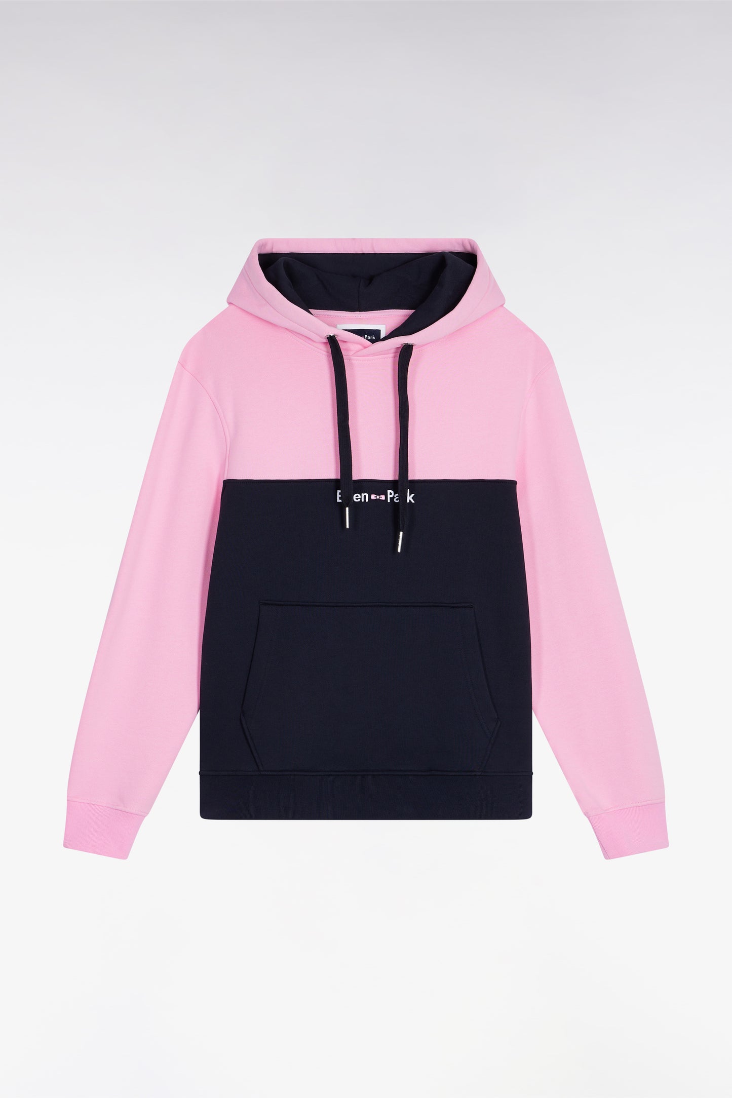 Sweatshirt à capuche bicolore marine coupe droite