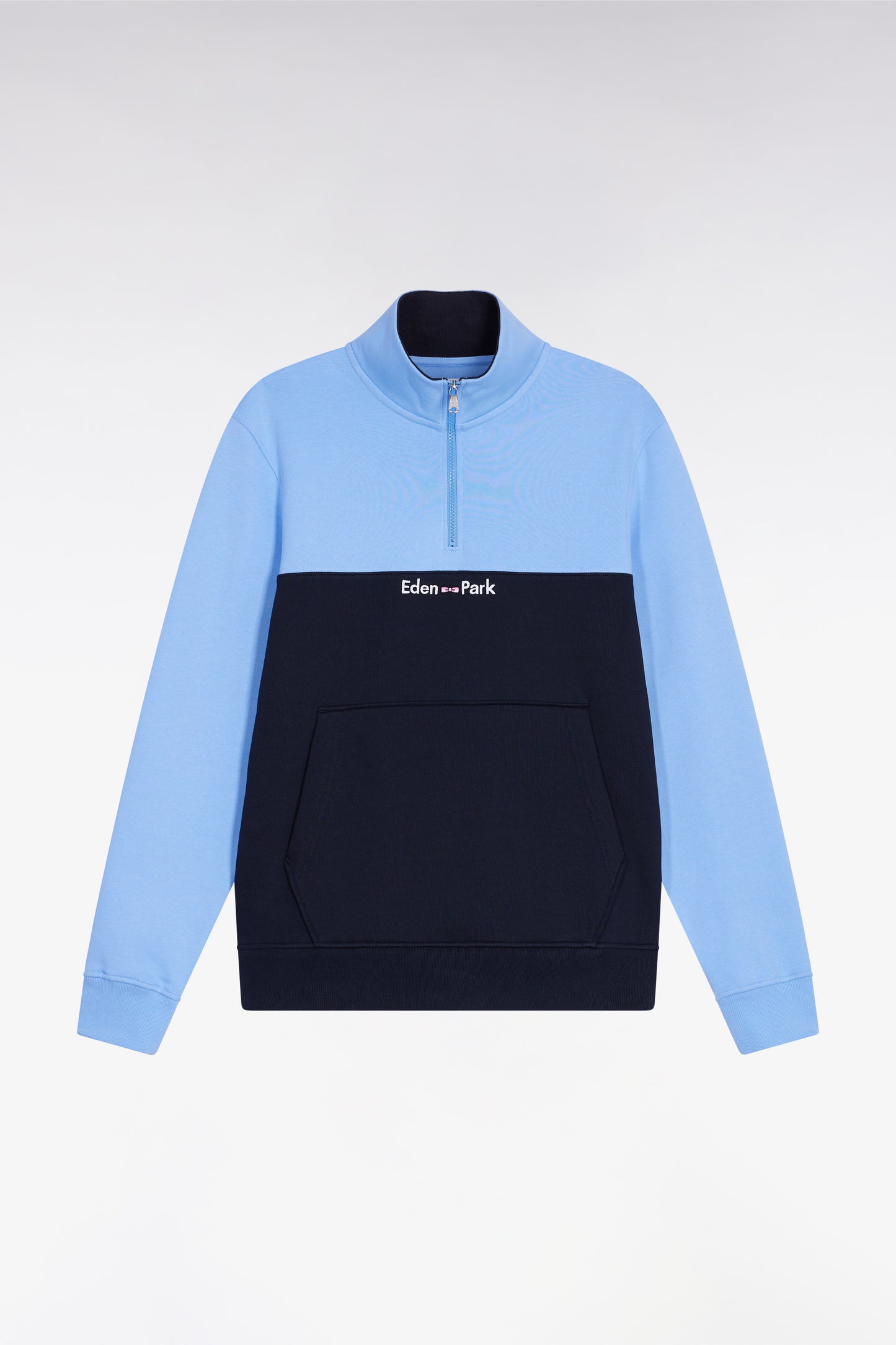 Sweatshirt col camionneur en molleton bicolore ciel