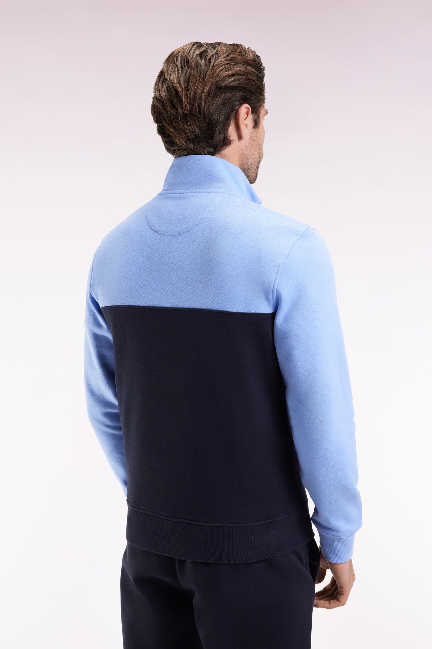 Sweatshirt col camionneur en molleton bicolore ciel