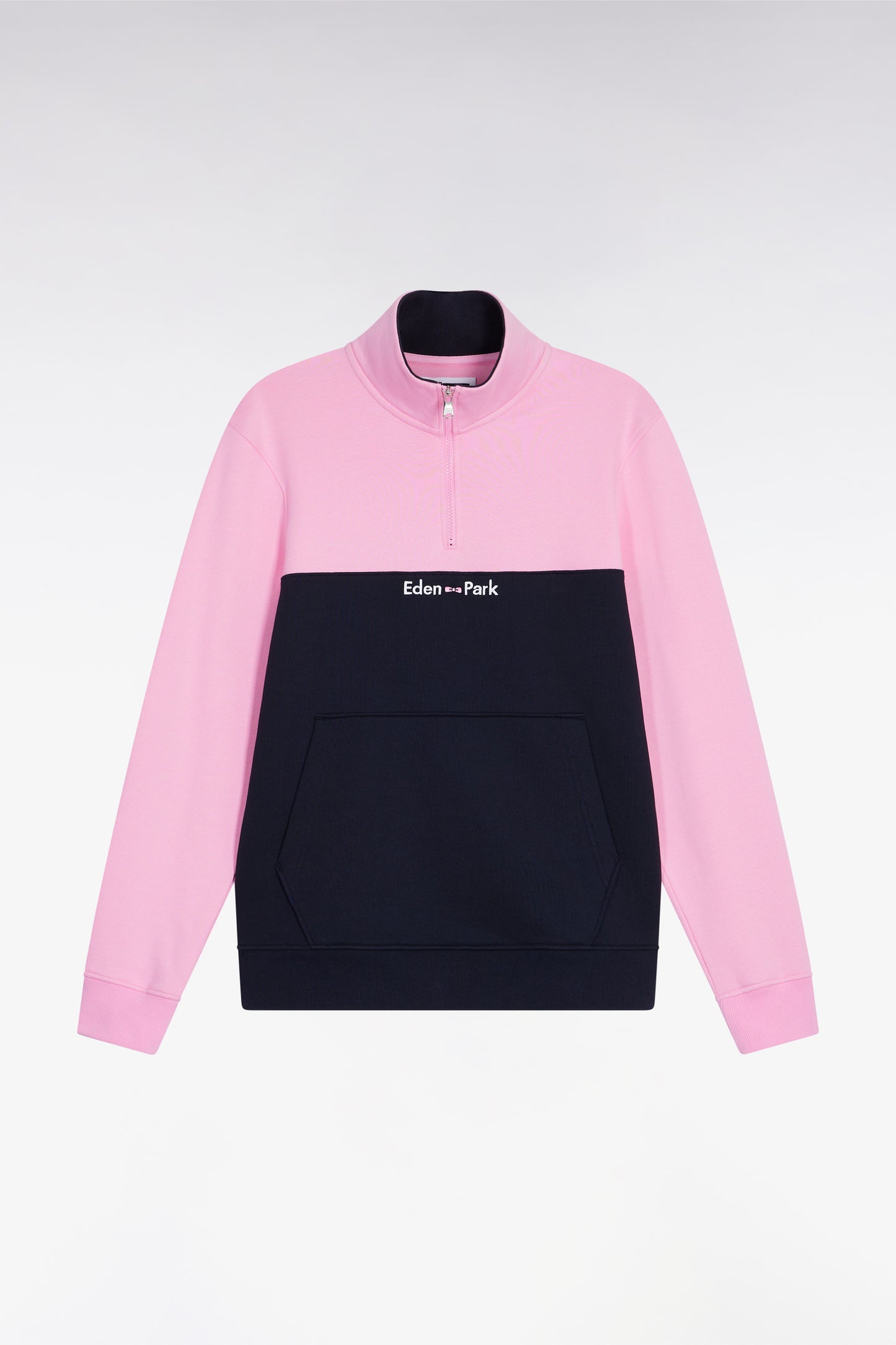 Sweatshirt col camionneur en molleton bicolore rose