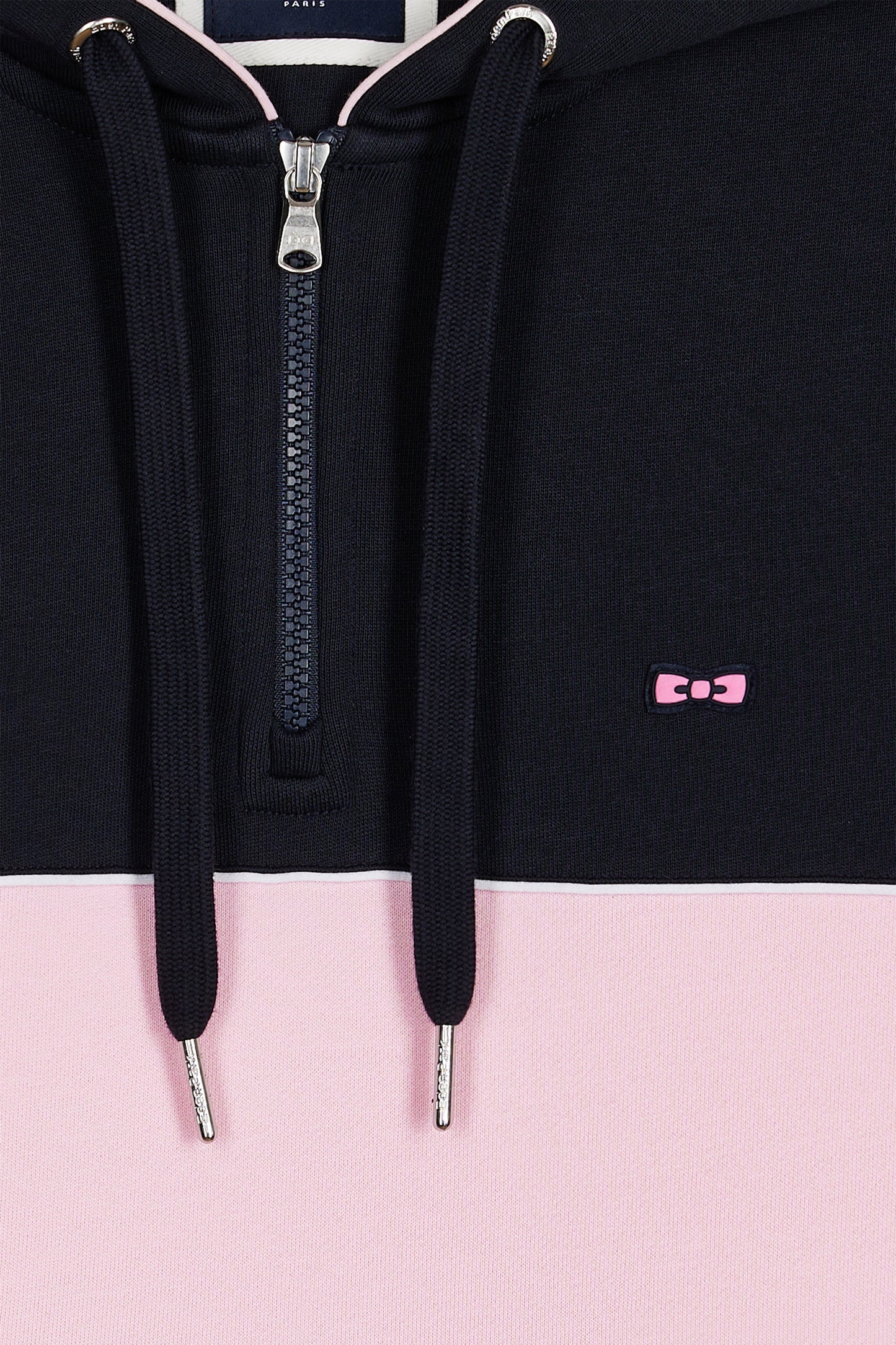 Navy and pink half-zip hoodie