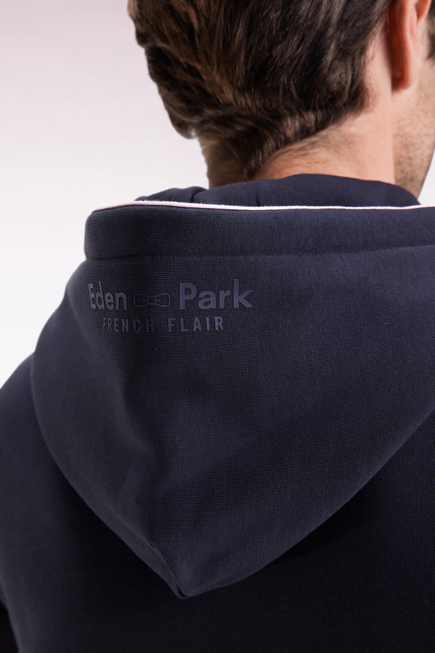 Navy and pink half-zip hoodie