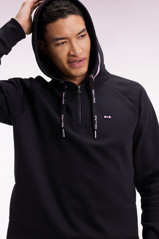 Sweatshirt à capuche en molleton coton mélangé noir coupe Relaxed