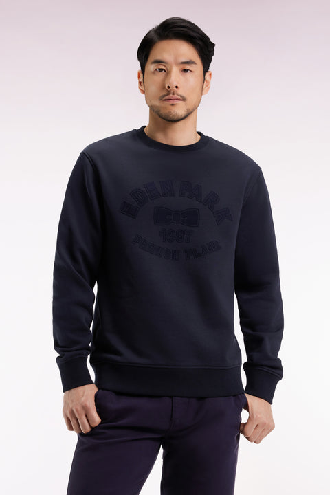 Sweatshirt à col rond en coton mélangé écru coupe Relaxed - Image 3