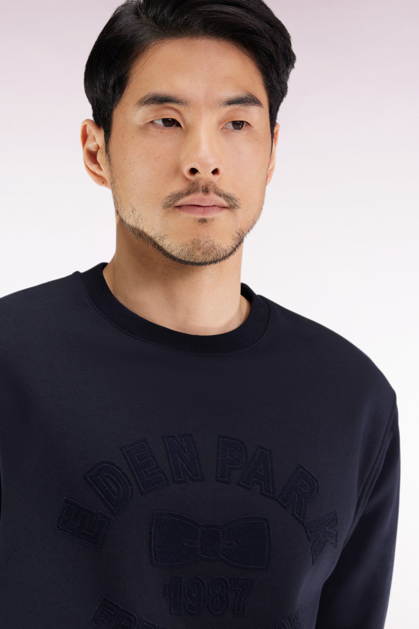 Round-neck sweatshirt in ecru cotton blend Relaxed fit