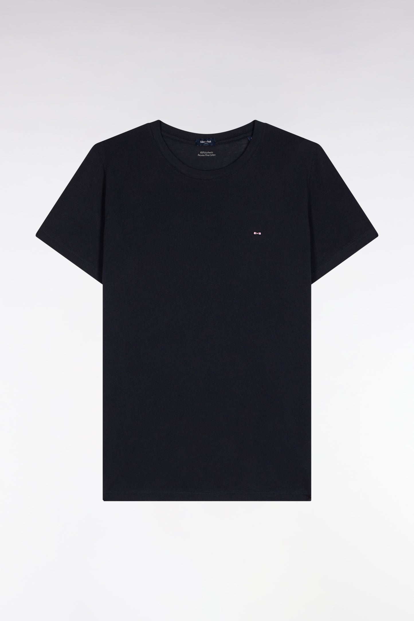 T-shirt à manches courtes en coton Pima marine col rond