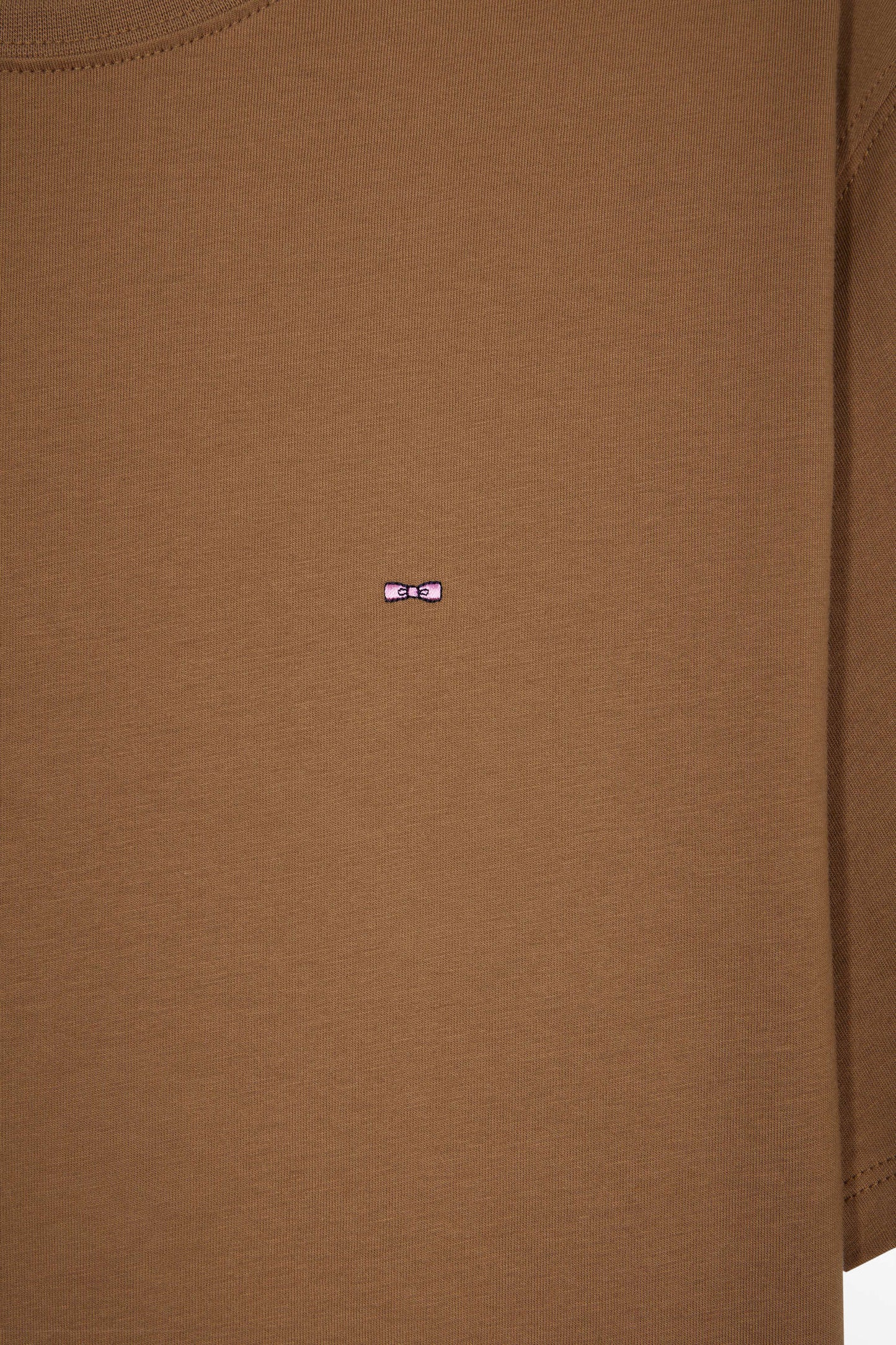 T-shirt manches courtes à col rond en coton Pima camel