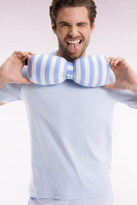 T-shirt à manches courtes broderie dos en coton Pima ciel - Image 1