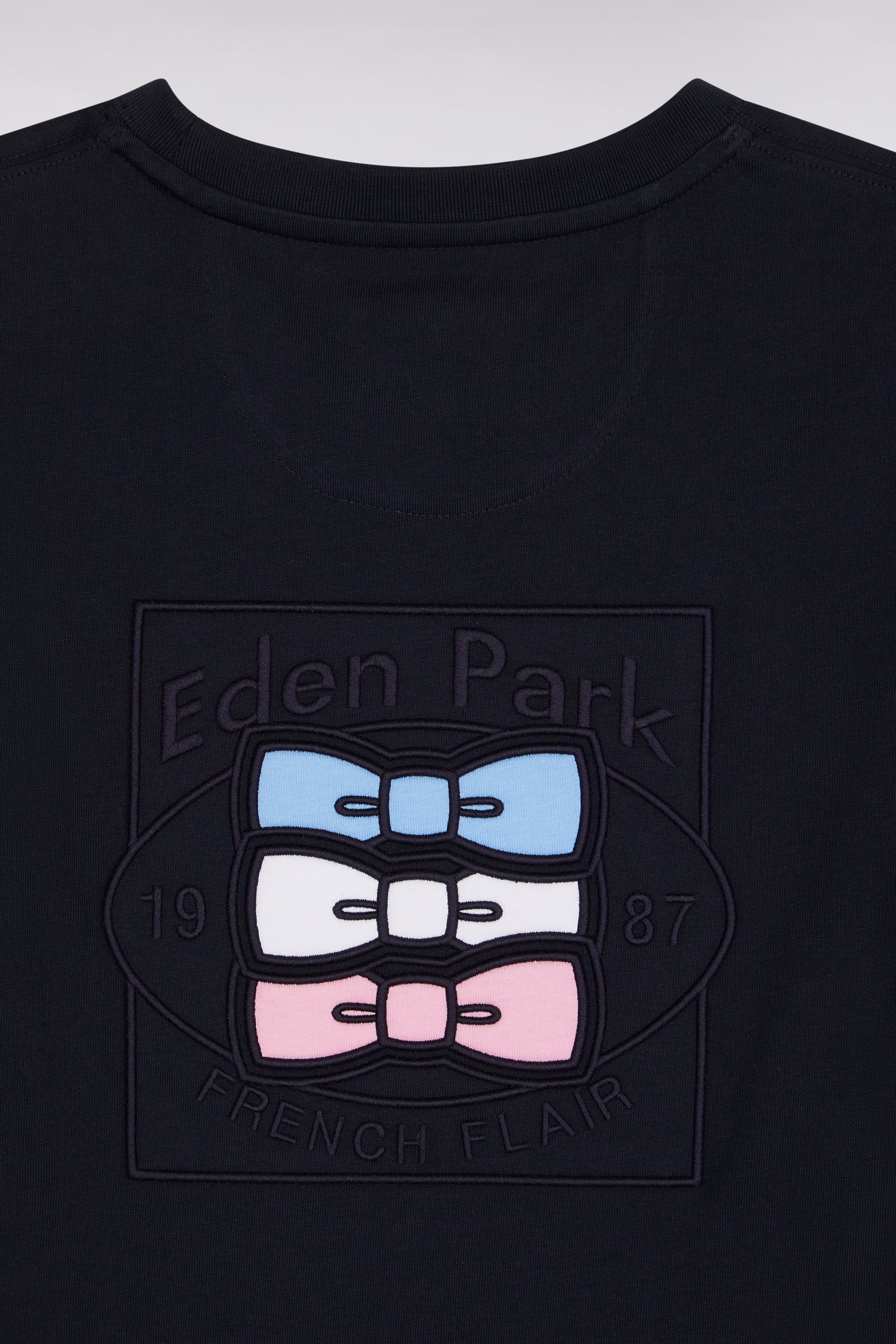 T-shirt à manches courtes contrastées en coton marine