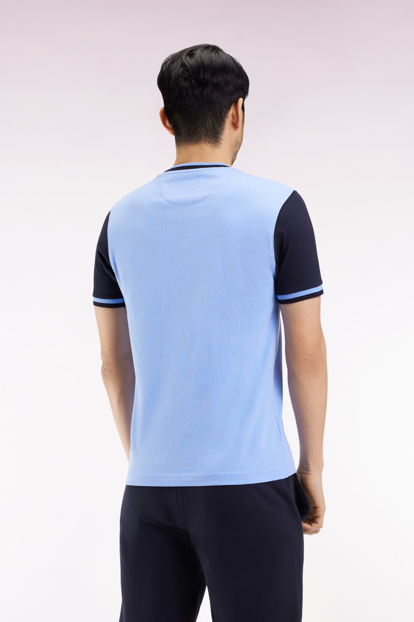 T-shirt bicolore à manches courtes en coton ciel broderie 10