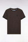 T-shirt à manches courtes en coton stretch marron coupe ajustée