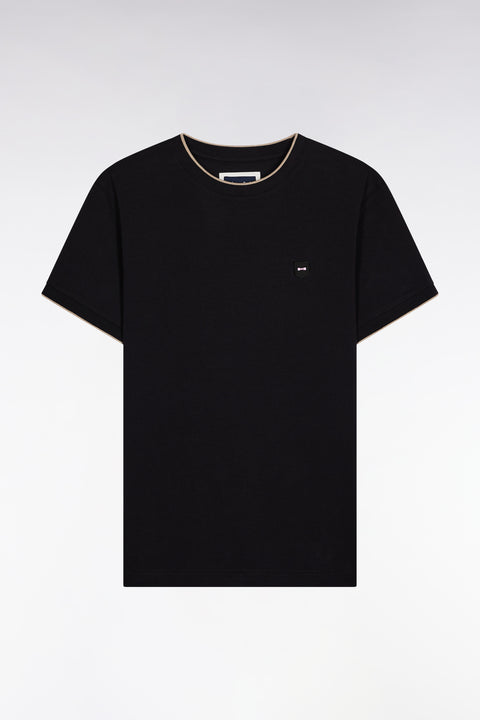 T-shirt à manches courtes en coton stretch noir coupe ajustée - Image 2