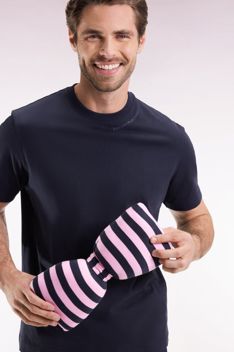 T-shirt à manches courtes en coton marine à logo - Image 3