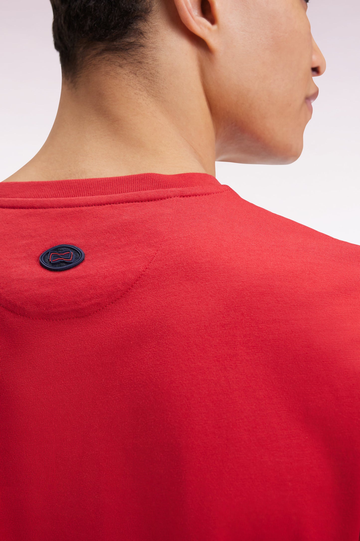 T-shirt à manches courtes en coton rouge impression effet velours