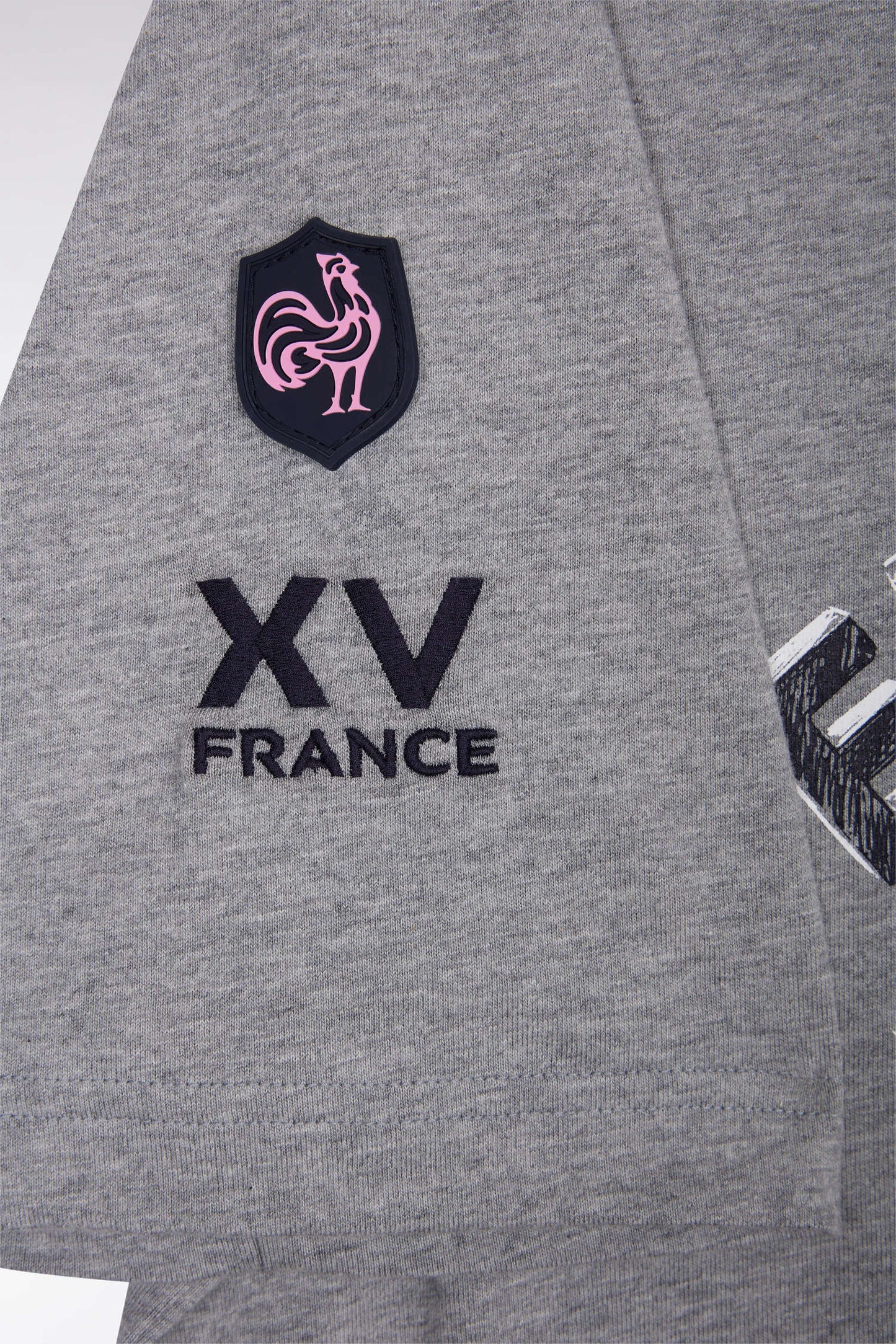 T-shirt à manches courtes gris sérigraphie coq XV de France