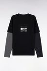 Long-sleeved black cotton T-shirt