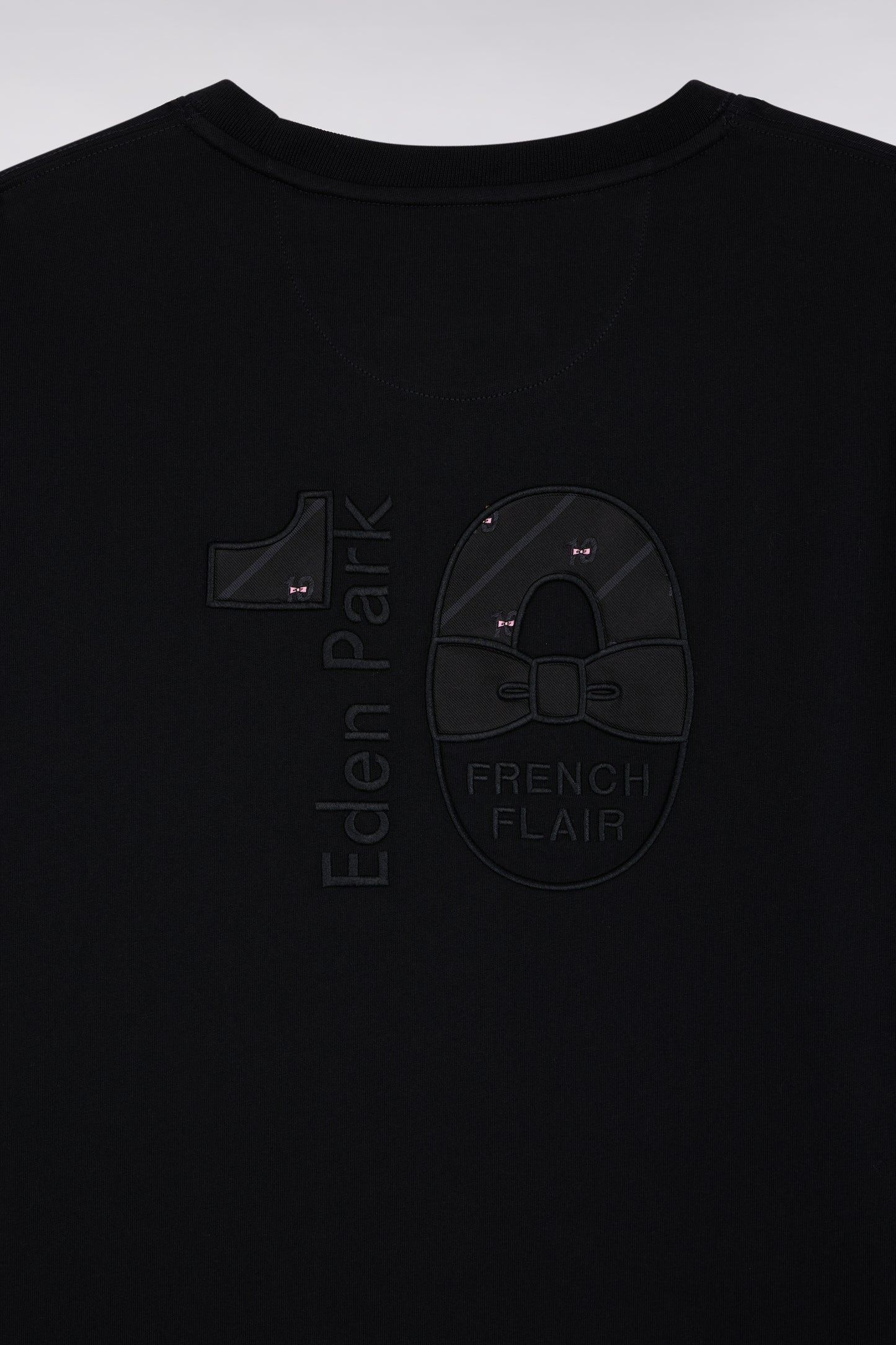 T-shirt col rond à manches longues en coton noir