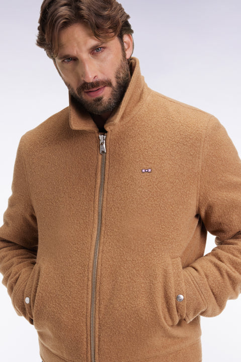 Blouson en laine bouillie mélangée camel - Image 3