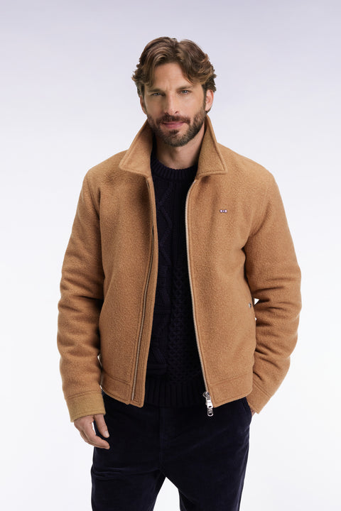 Blouson en laine bouillie mélangée camel - Image 1