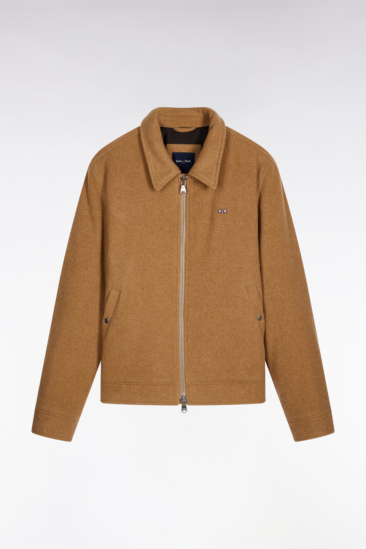 Blouson en laine bouillie mélangée camel