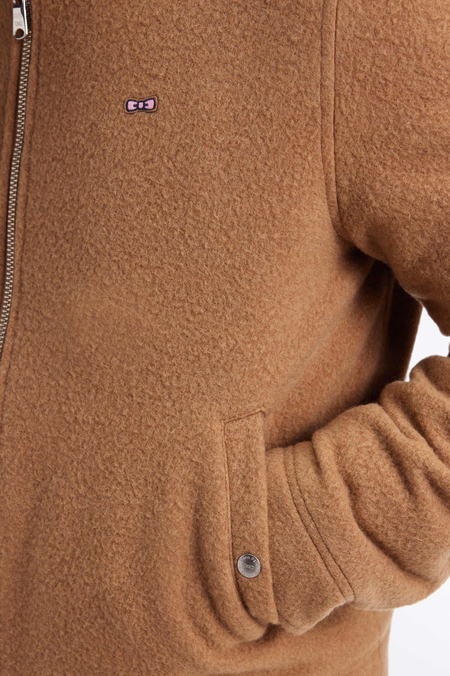 Blouson en laine bouillie mélangée camel
