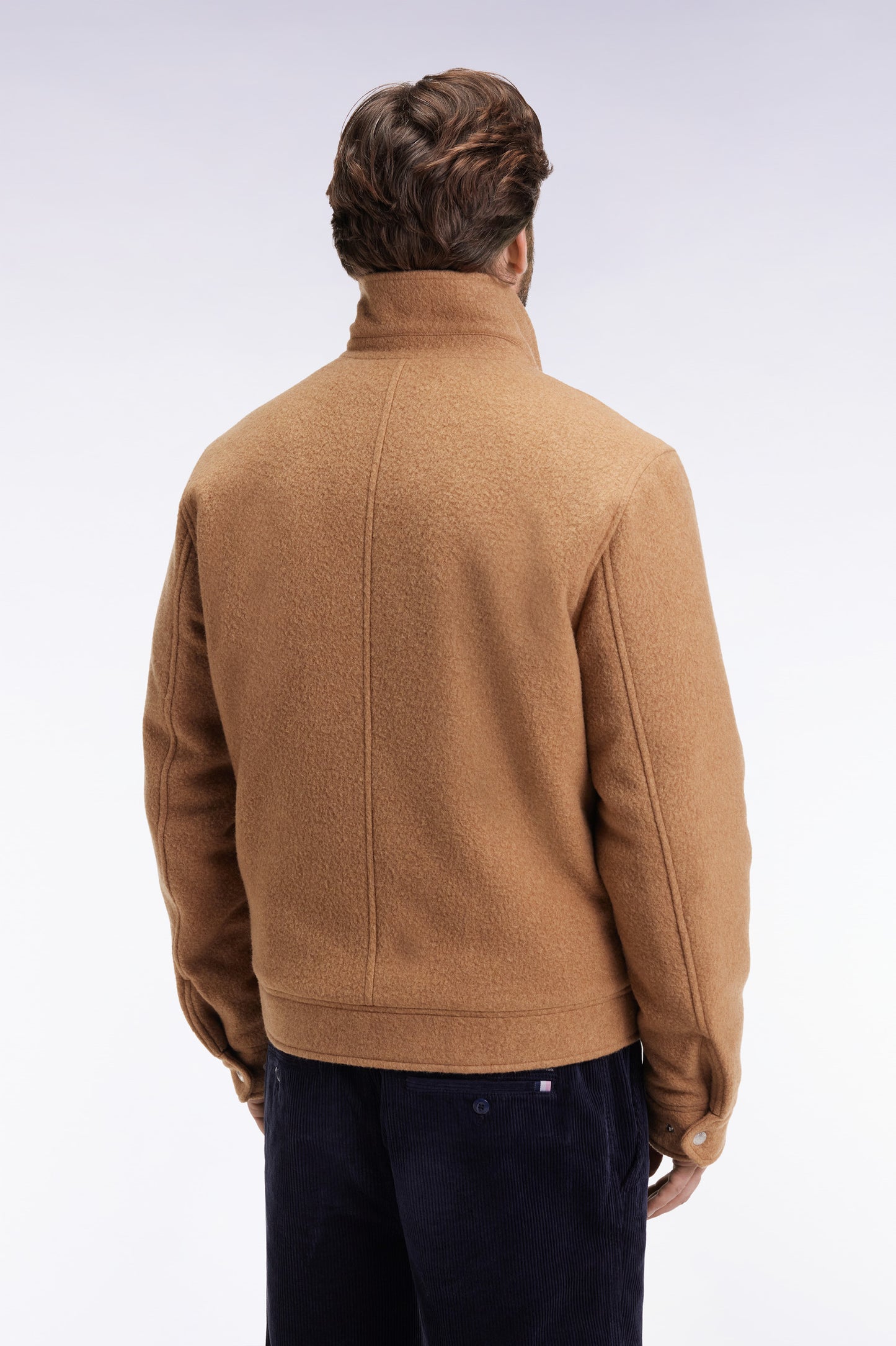 Blouson en laine bouillie mélangée camel