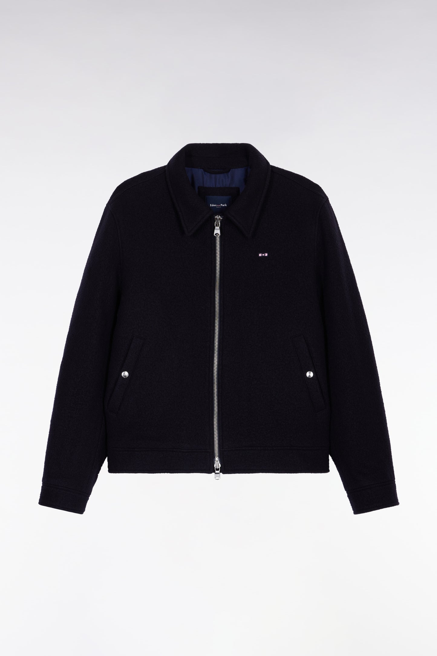 Blouson en laine bouillie mélangée marine