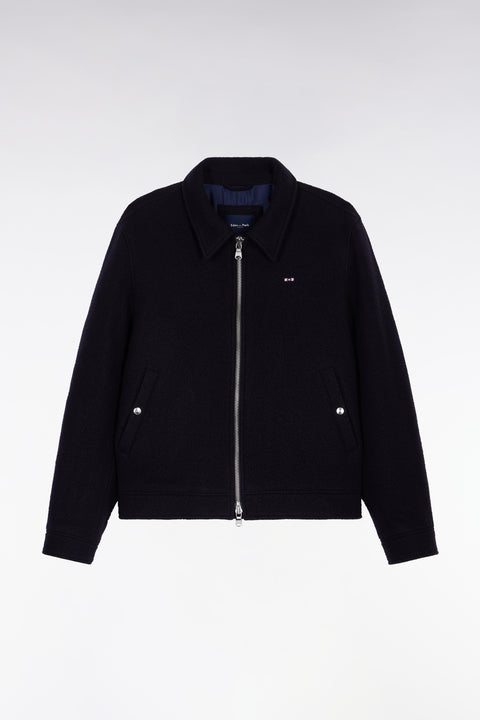 Jacket in navy boiled wool blend - Image 2