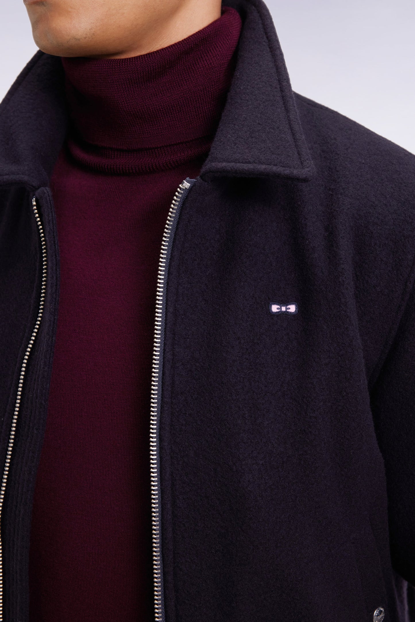 Blouson en laine bouillie mélangée marine