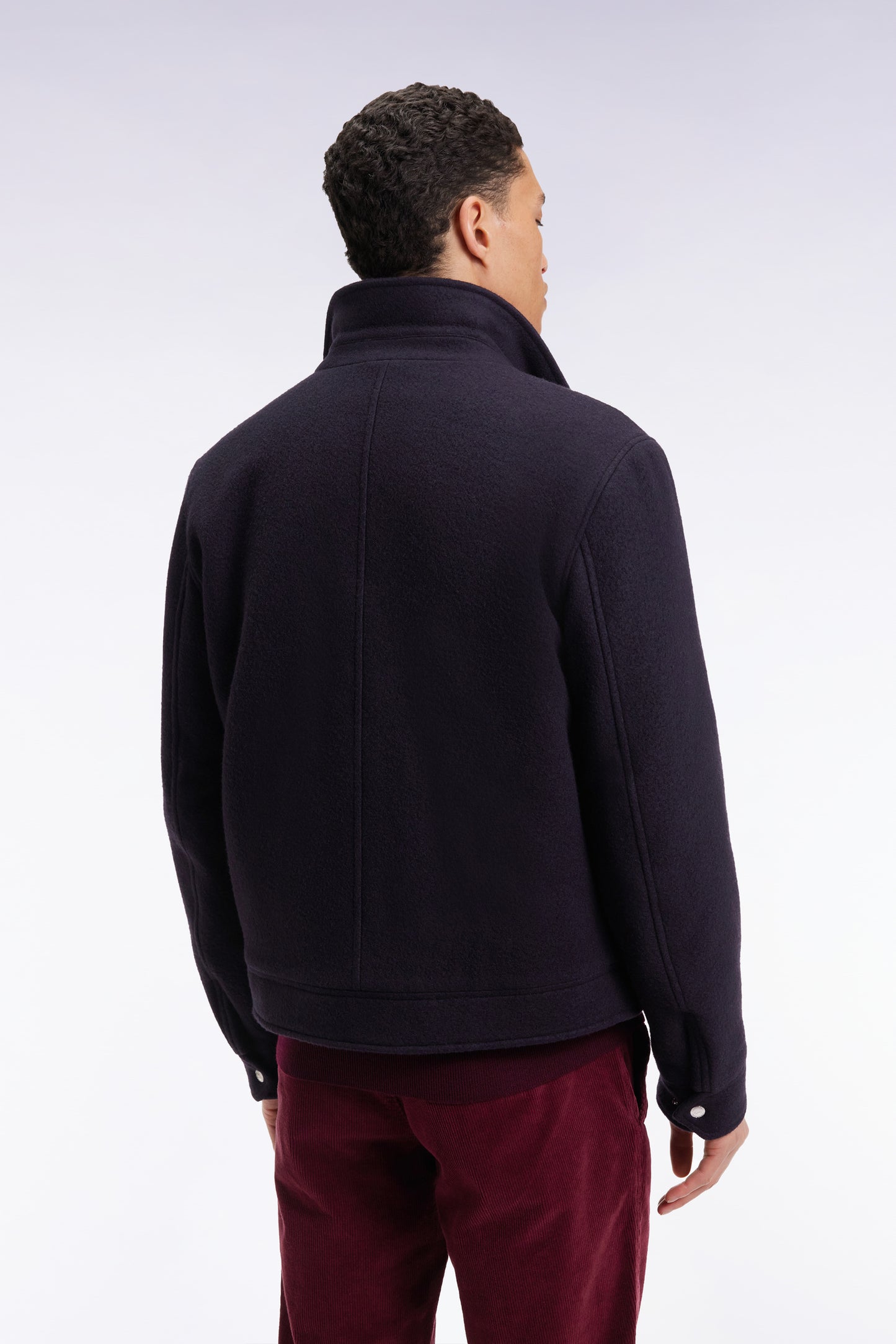 Blouson en laine bouillie mélangée marine