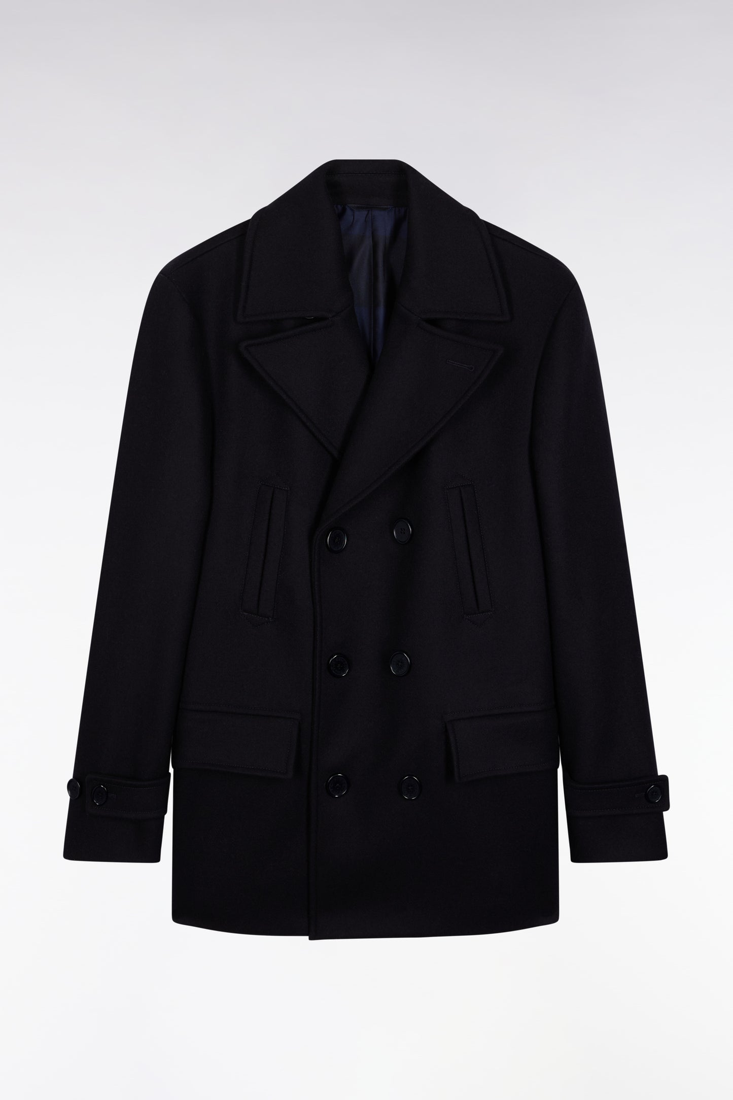 Navy wool-blend pea jacket
