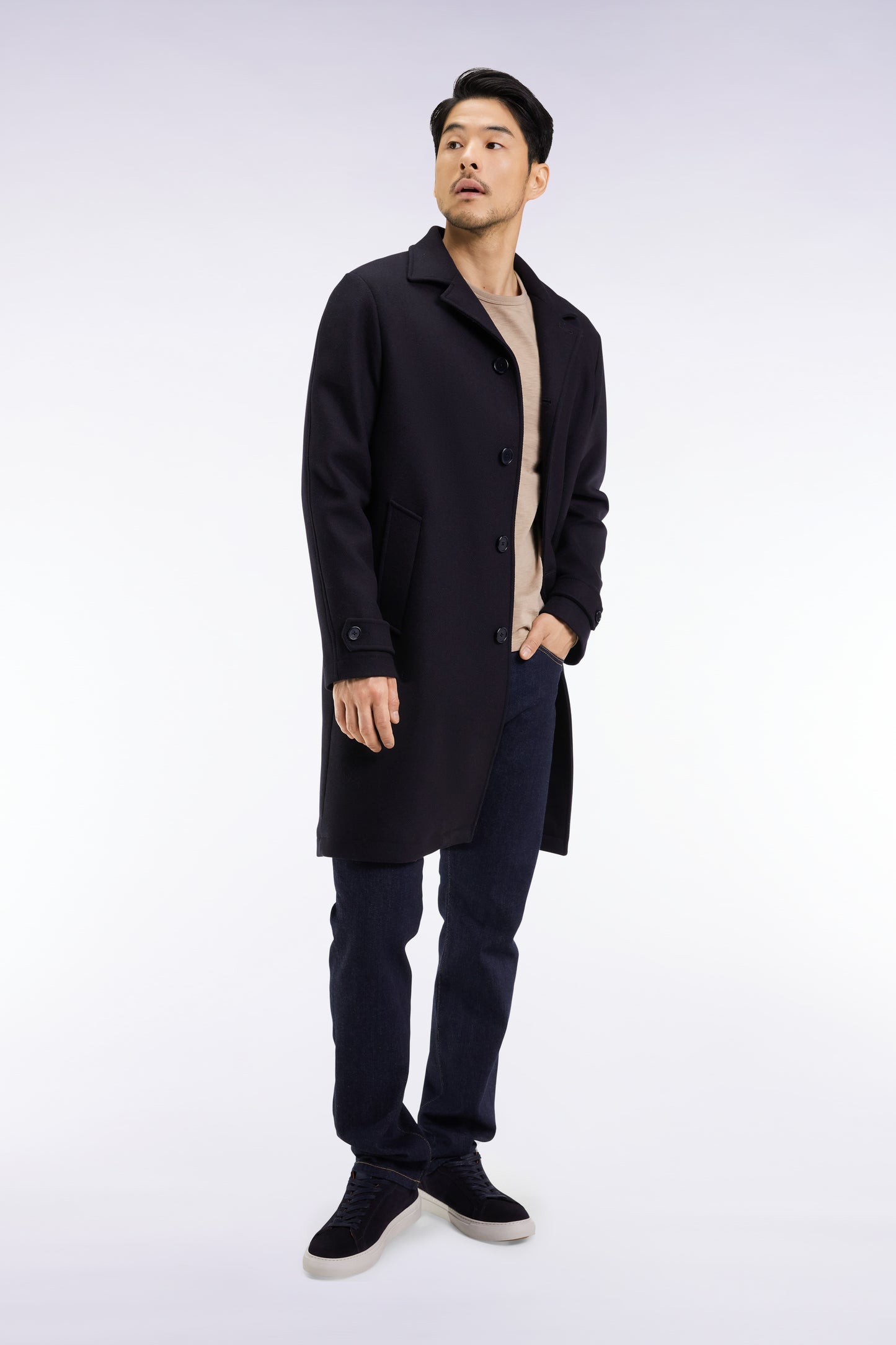 Manteau en laine mélangée marine