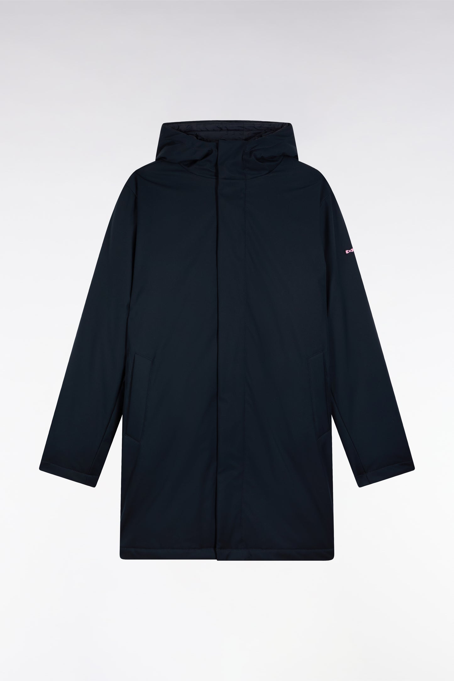Parka longue 2-en-1 en nylon marine à capuche intégrée