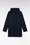 Long 2-in-1 parka in navy nylon with integrated hood