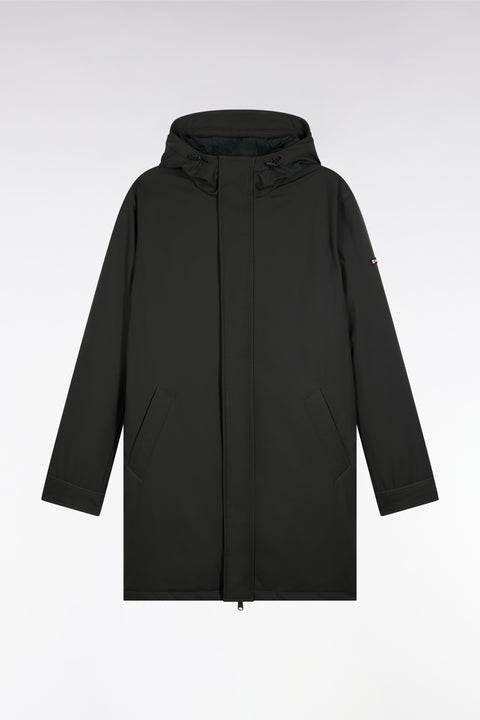 Long khaki nylon parka with integrated hood - Image 2