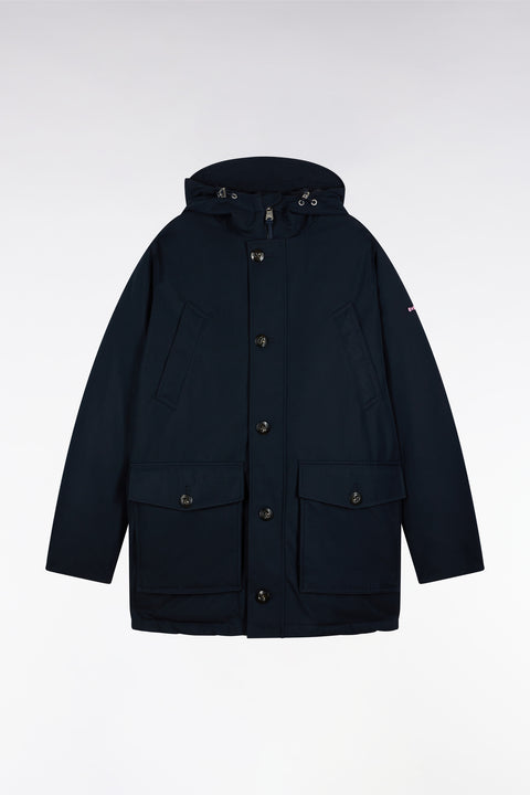 Short parka in navy nylon with patch pockets - Image 2