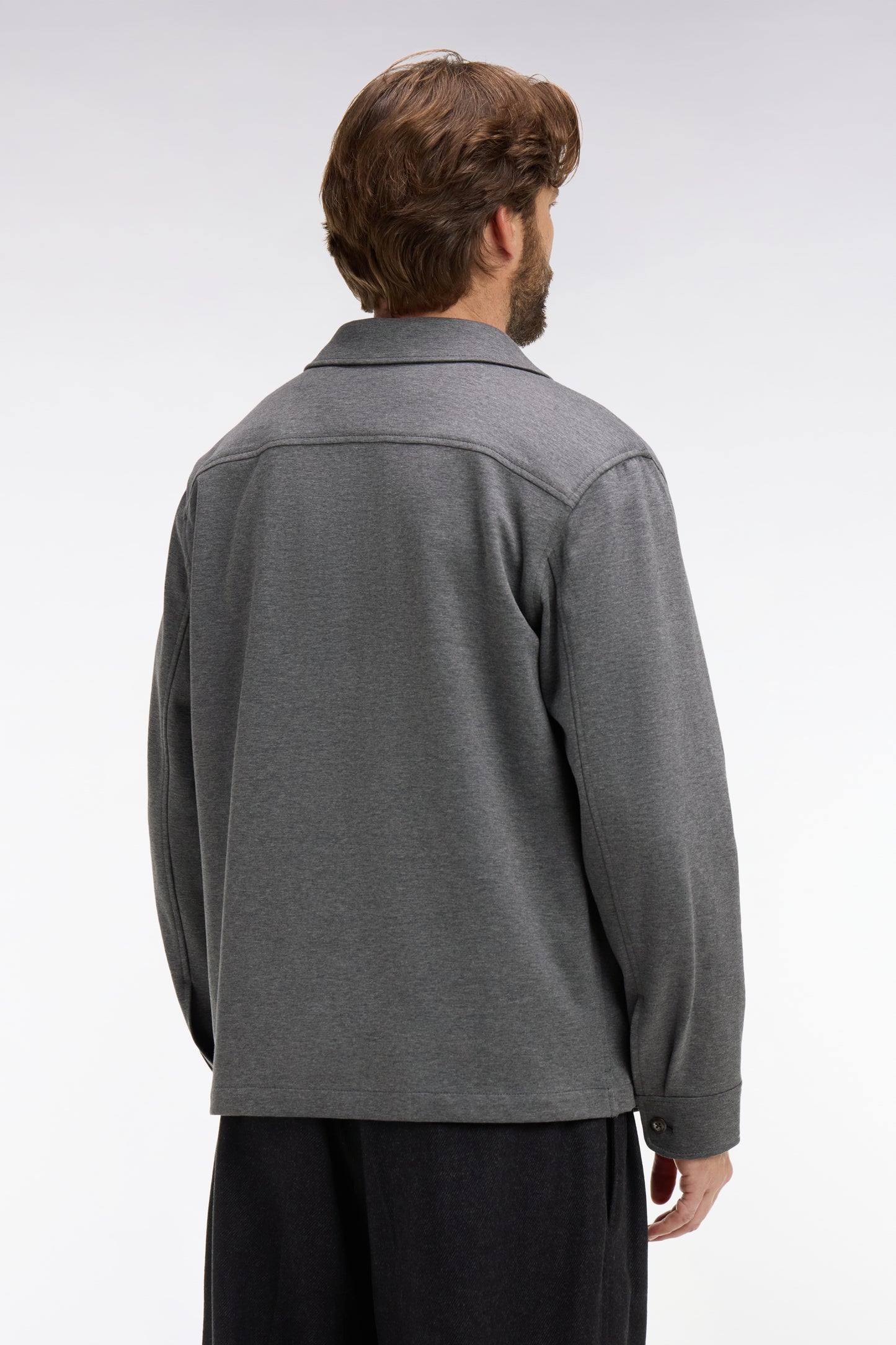 Surchemise zippée en coton gris chiné