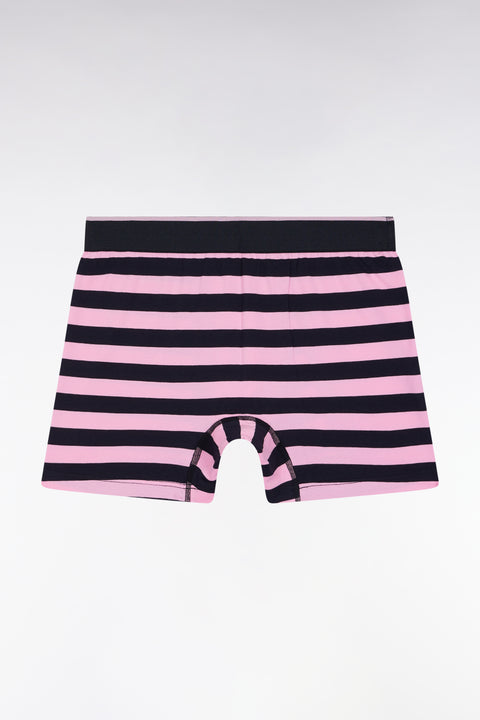 Boxer en jersey de coton rayé marine et rose - Image 2