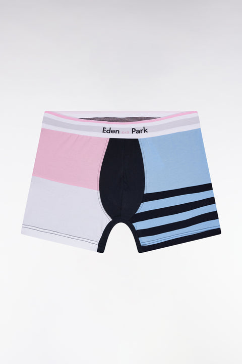 Boxer en jersey de coton colorblock ciel - Image 1