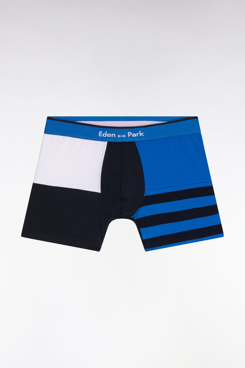Boxer en jersey de coton colorblock bleu - Image 1