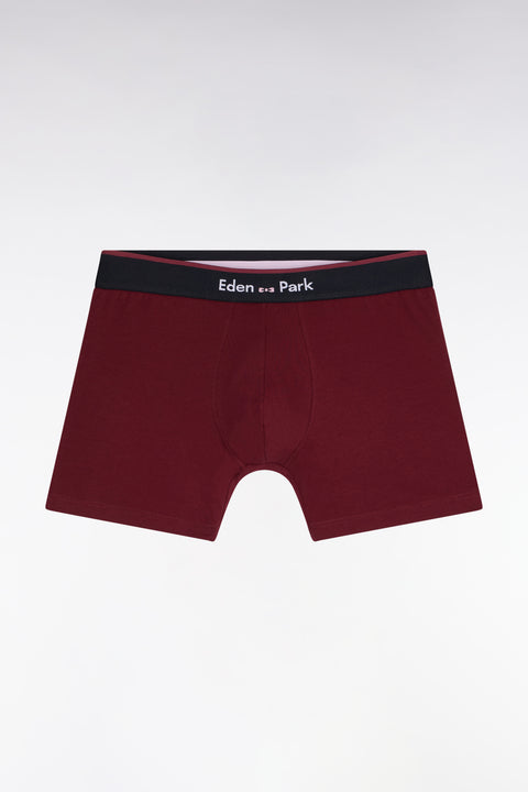 Boxer en jersey de coton bordeaux à bande contrastée - Image 1
